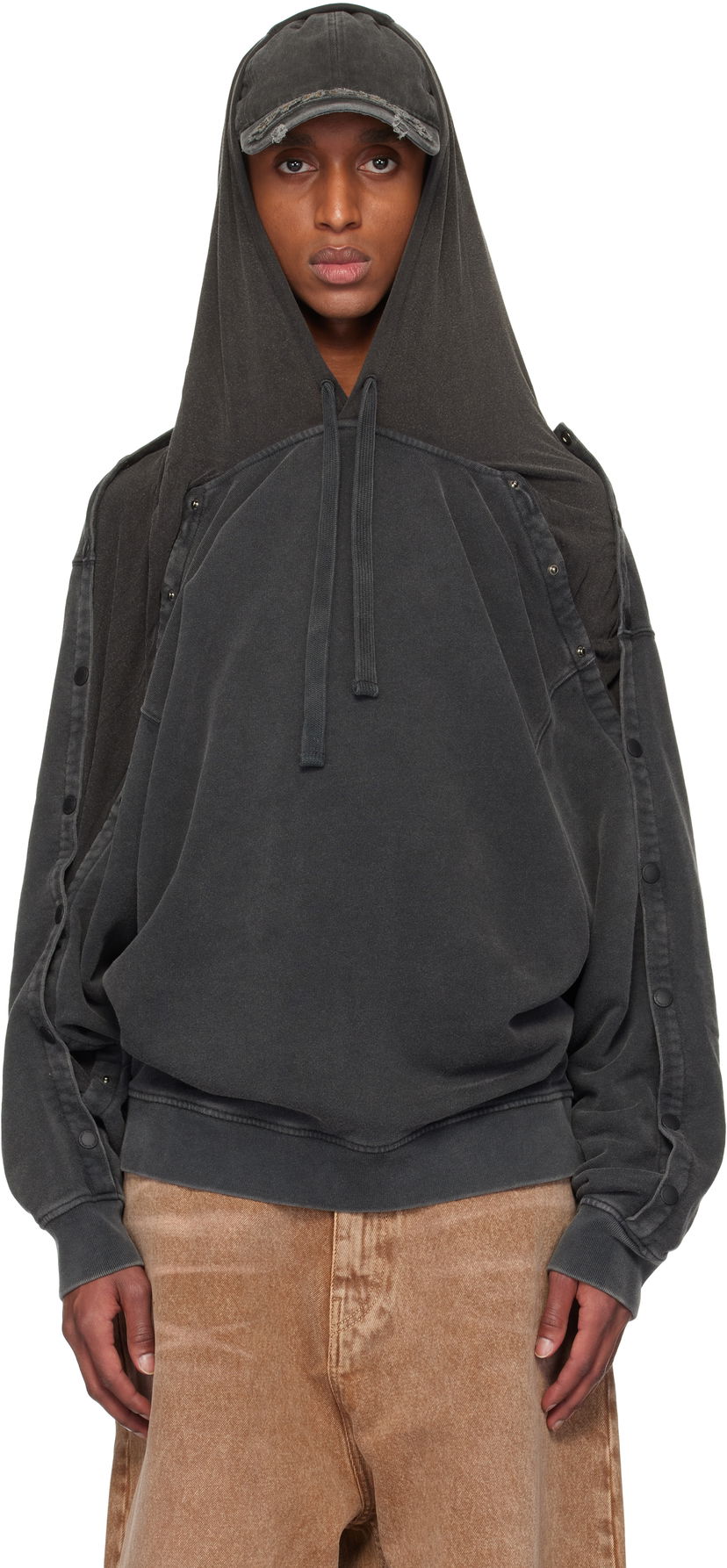 Dukserice Y/PROJECT Snap Insert Hoodie Crna | 204SH005