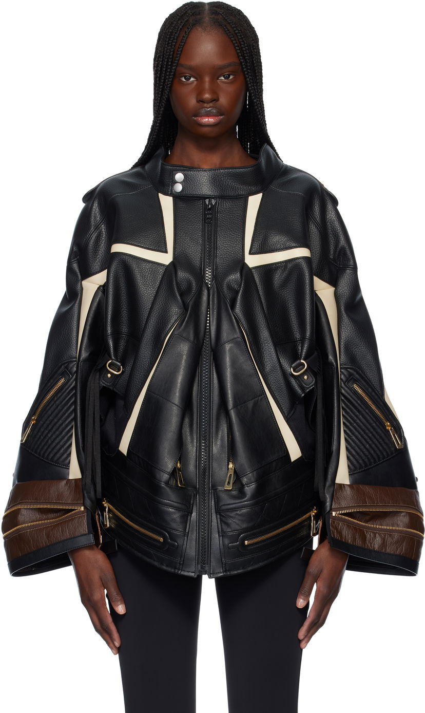 Jakna Junya Watanabe Junya Watanabe Komine Protector Faux-Leather Jacket Crna | JO-J003-051-1
