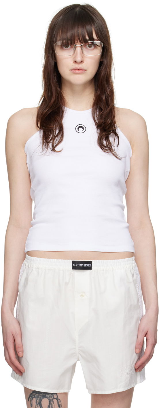 Majica bez rukava Marine Serre Ribbed Tank Top Bijela | WTT014