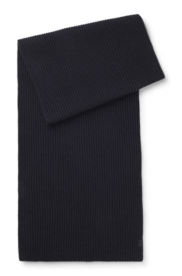 Šal BOSS BECKHAM x BOSS ribbed knit virgin wool and cashmere scarf Crna | 50552883, 0