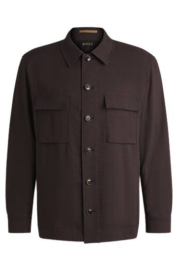 Košulja BOSS BOSS Relaxed-Fit Overshirt Linen Blend with Wool Smeđa | 50539503, 0