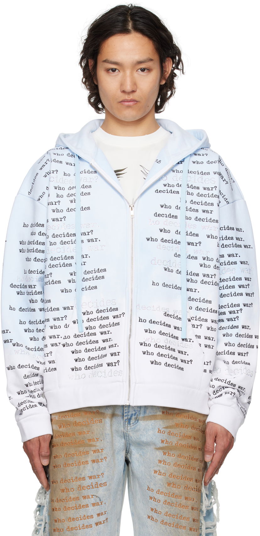 Dukserice Who Decides War Who Decides War WDW Scripture Zip-Up Hoodie Plava | 1110570008SS25