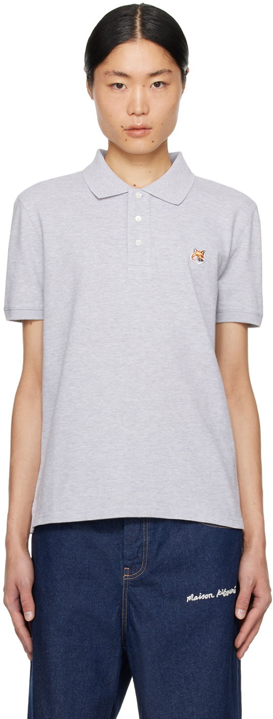 Polo majica MAISON KITSUNÉ Fox Head Polo Siva | LM00208KJ7002H120