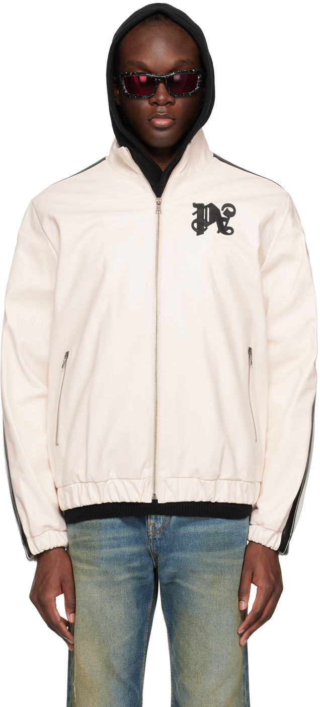 Jakna Palm Angels Embroidered Leather Jacket Bijela | PMJA023R24LEA0010310