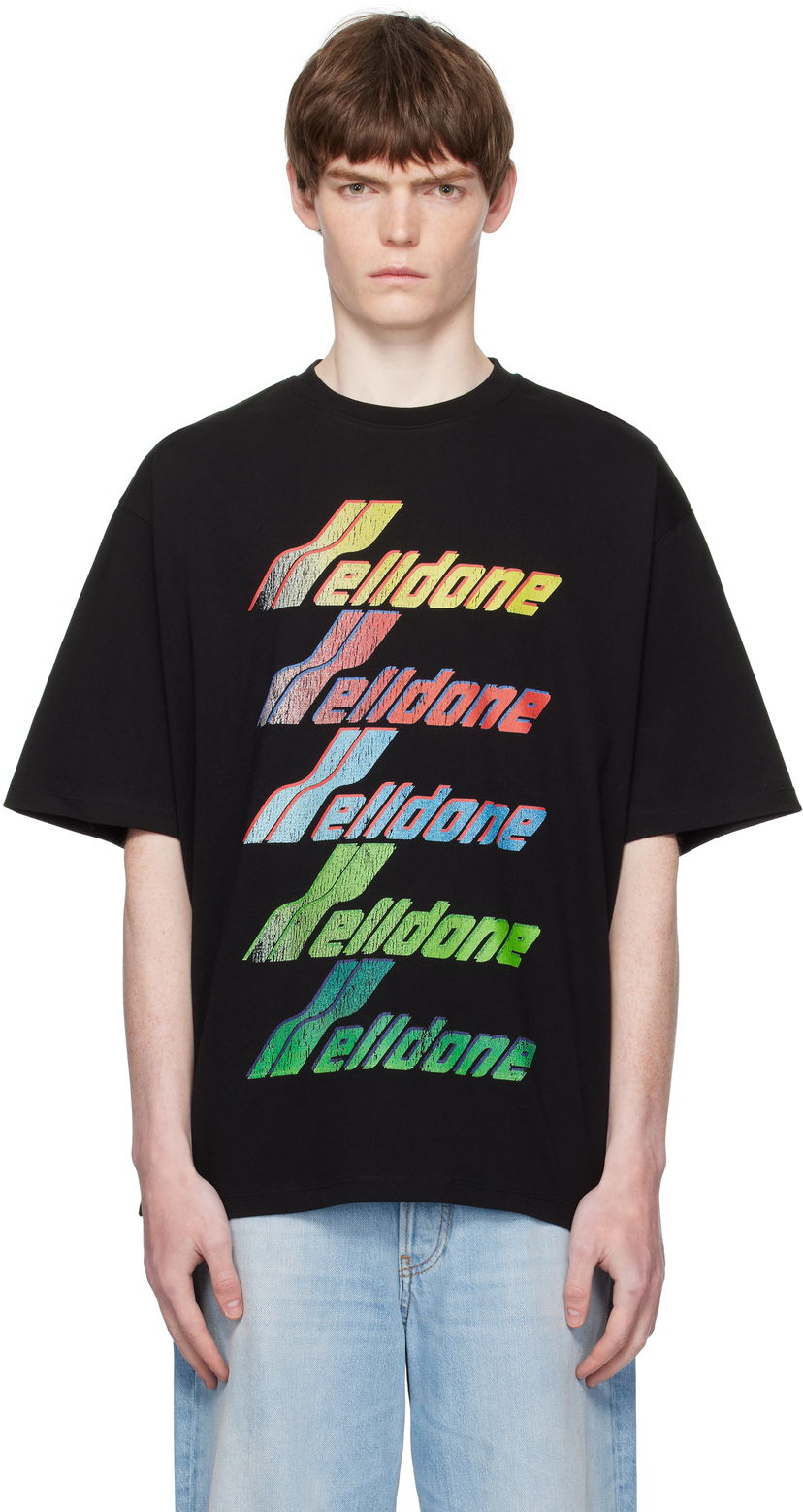 Majica kratkih rukava We11done We11done Multi Rainbow Logo T-Shirt Crna | WD-TT2-25-755-U-BK