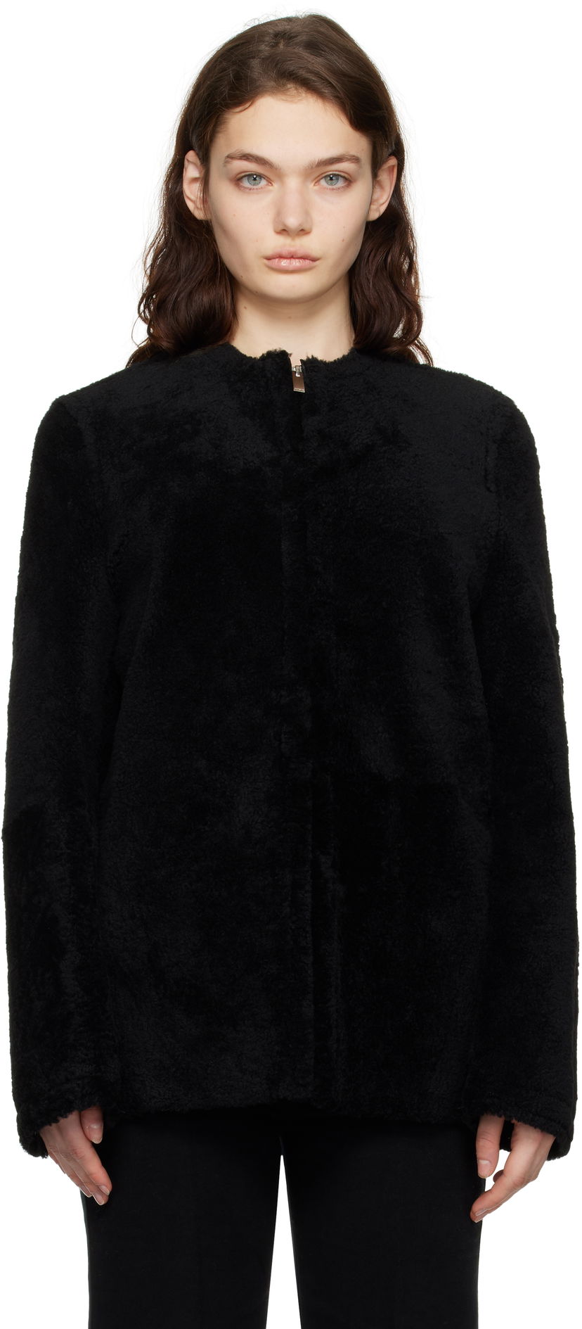 Jakna TOTEME TOTEME Zipped Teddy Shearling Jacket Crna | 251-WRO0184-LE0048