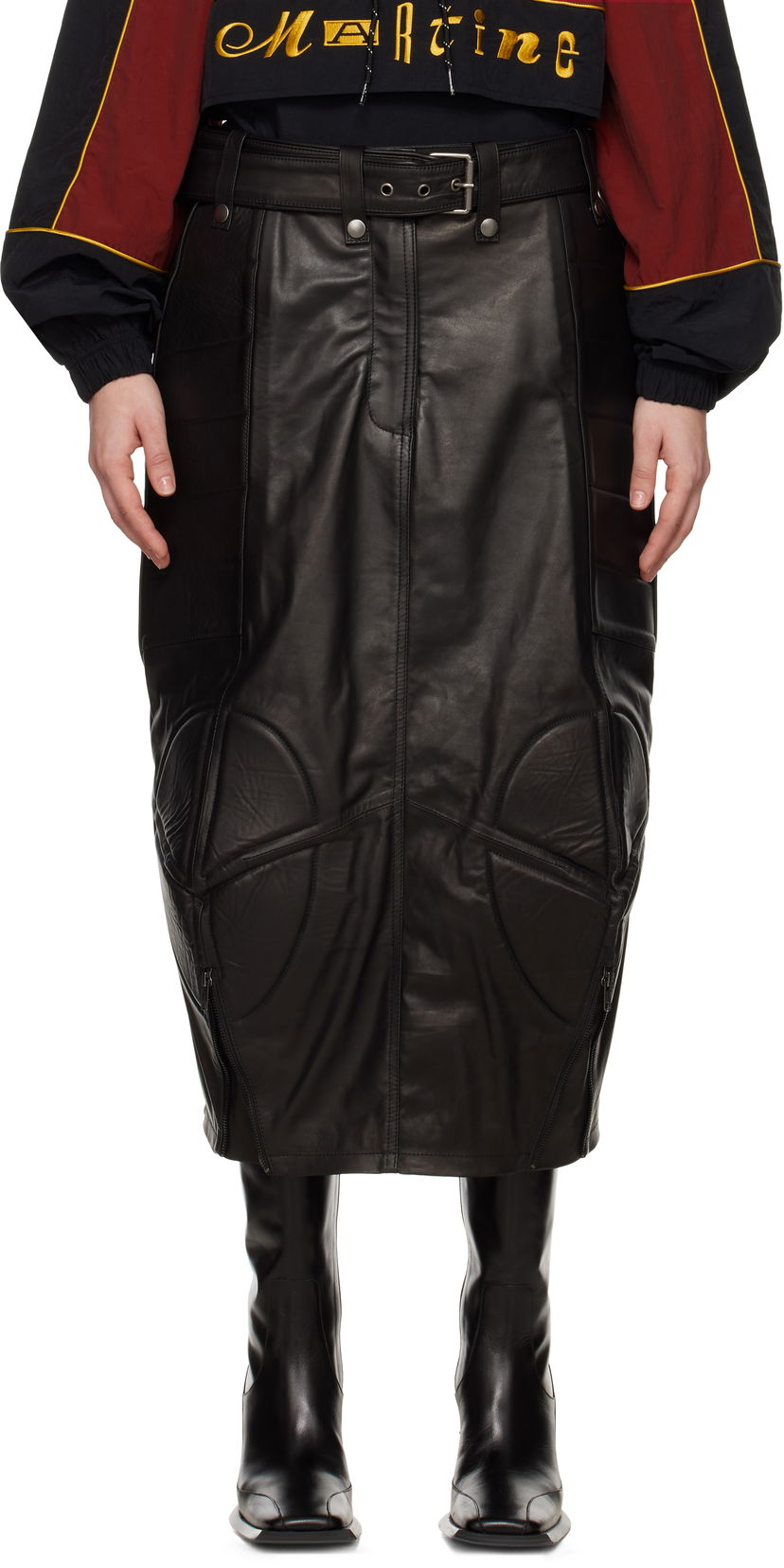 Suknja Martine Rose Martine Rose Biker Leather Midi Skirt Crna | 548LP15001