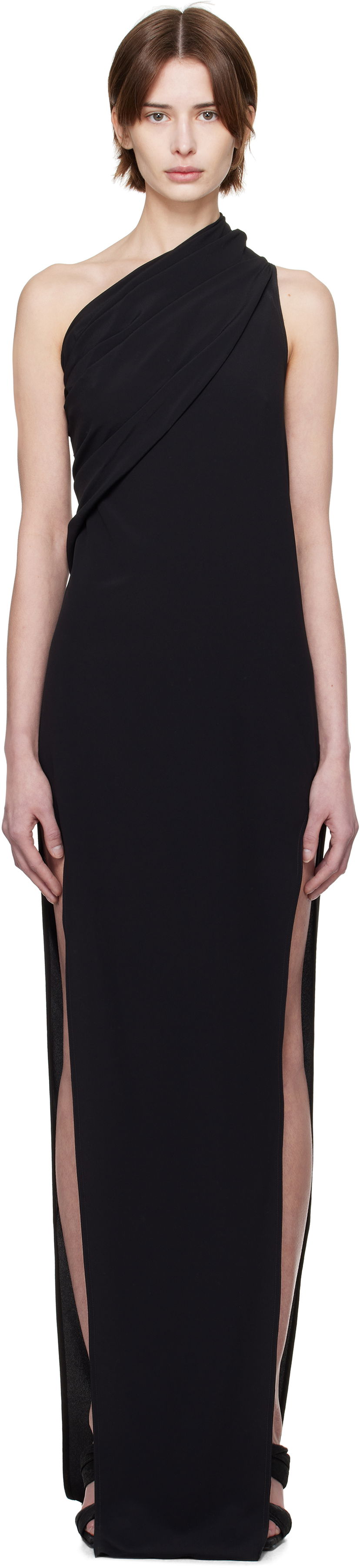 Haljina Rick Owens Rick Owens Hollywood Athena Arrowhead One-Shoulder Maxi Dress Crna | RP01E7509 CC