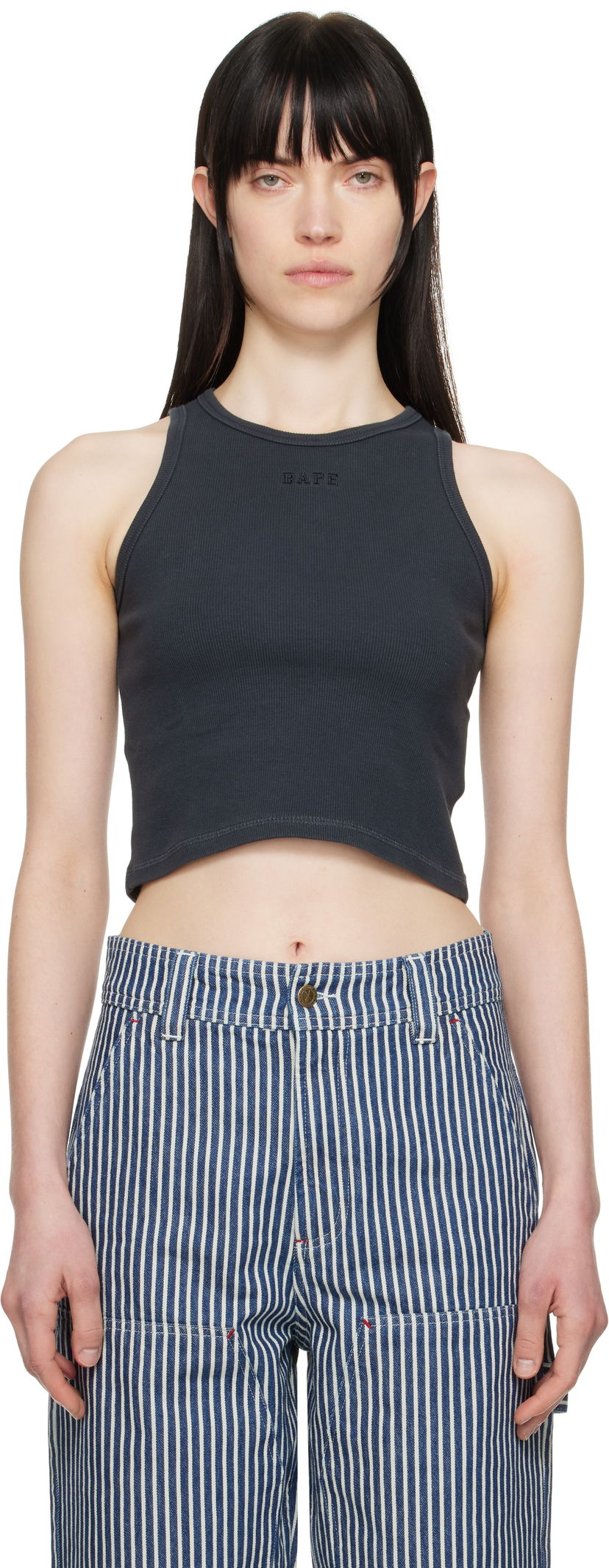 Majica bez rukava BAPE BAPE Pigment Dyed Rib Tank Top Siva | 001VTL302002L