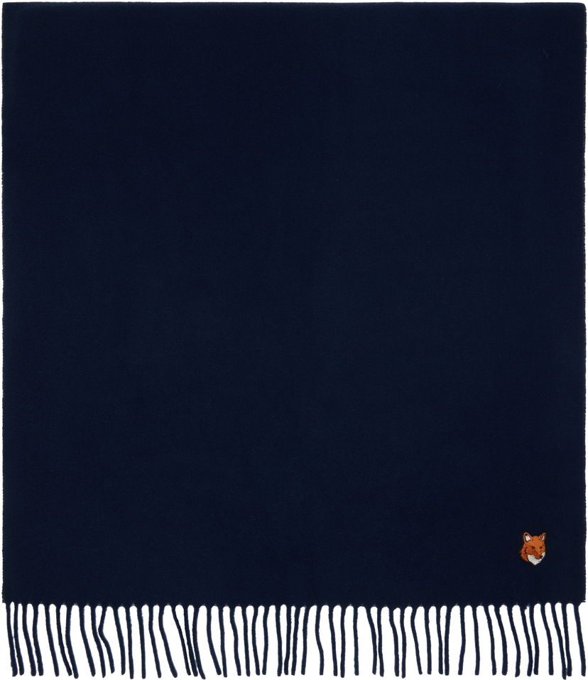 Šal MAISON KITSUNÉ Fox Head Scarf Tamnoplava | PM06201BT3004