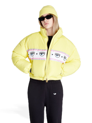 Pernata jakna Chiara Ferragni Logo Print Puffer Jacket Žuta | 73CBUD03CQS17604