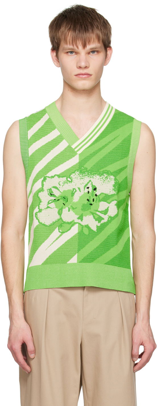 Džemper Feng Chen Wang Feng Chen Wang Floral Knit Vest Zelena | FUS15KT07G