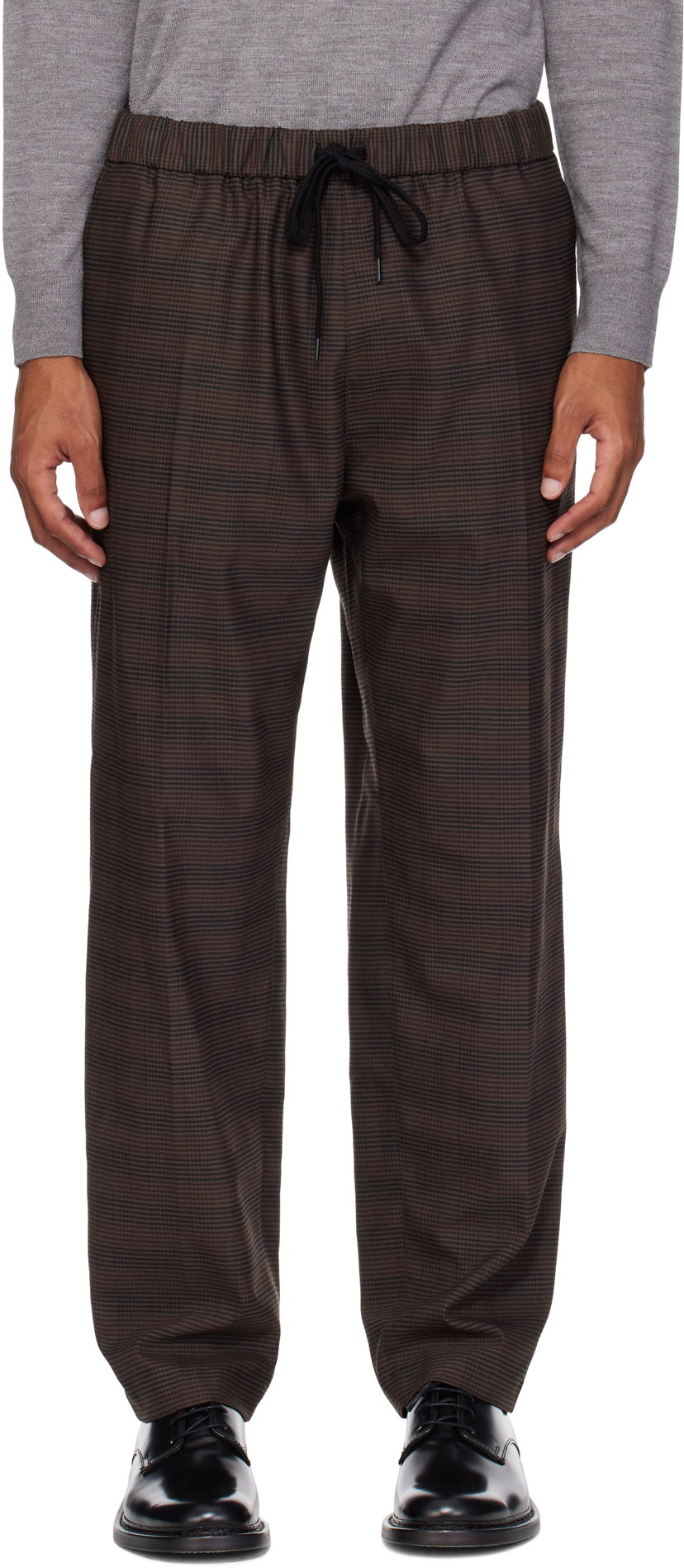 Hlače Maison Margiela MM6 Maison Margiela Relaxed-Fit Glen Plaid Trousers Smeđa | SH0KA0028 M35475