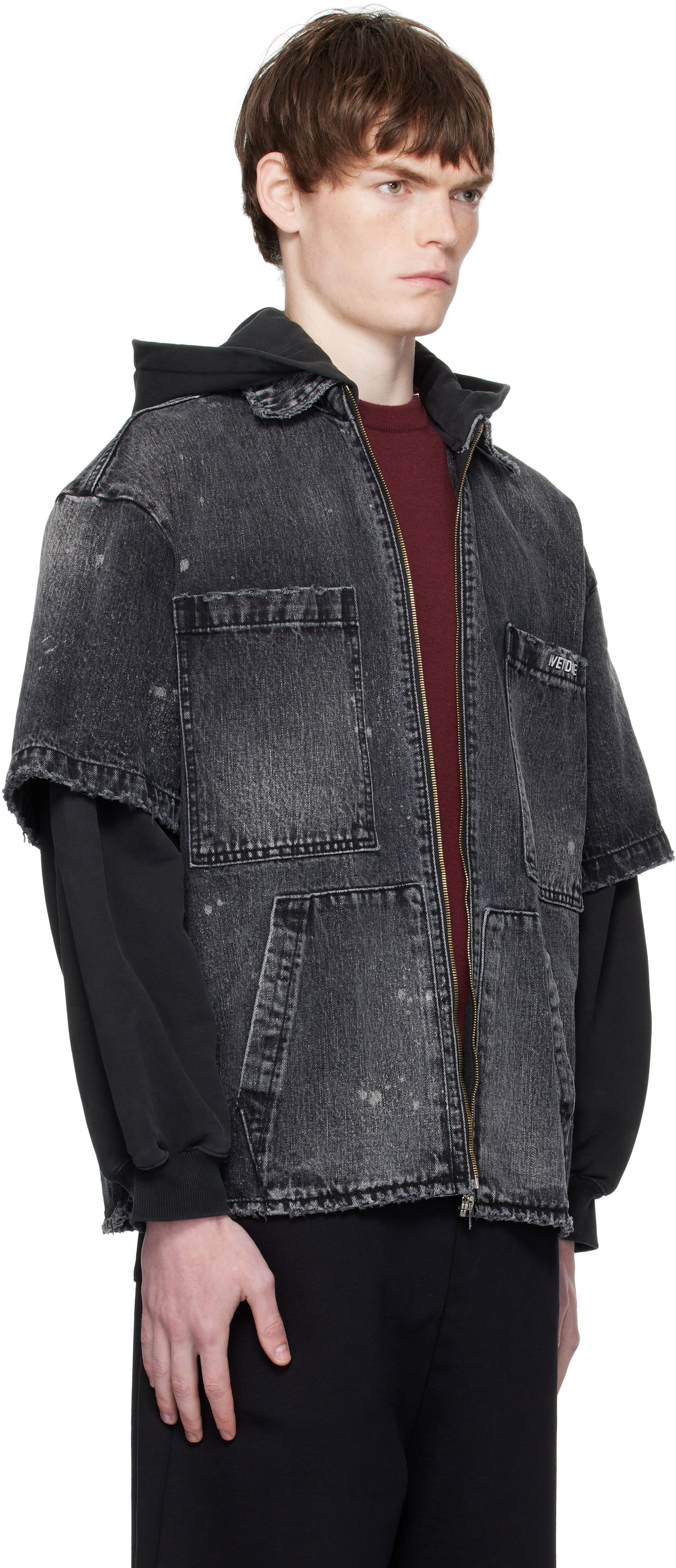 Jakna We11done We11done Faded Layered Hoodie Denim Jacket Crna | WD-DJ2-25-315-M-BK, 1