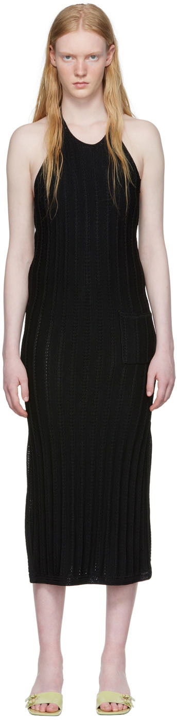 Haljina GANNI Sleeveless Open Back Rayon Midi Dress Crna | K1754