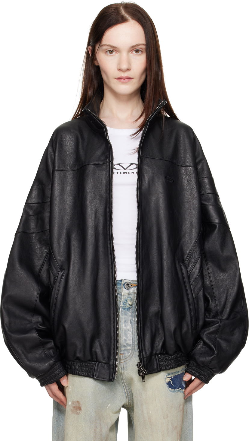 Bomber jakna VETEMENTS Vetements Tracksuit Leather Jacket Crna | UA66JA280B