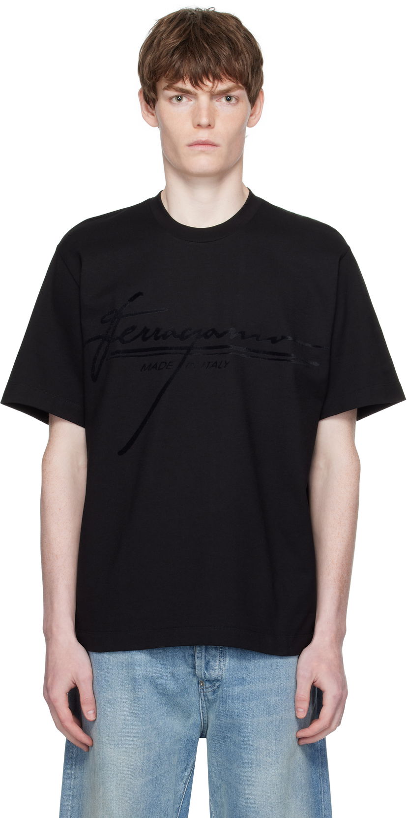 Majica kratkih rukava FERRAGAMO Ferragamo Signature Crew Neck T-Shirt Crna | 786885