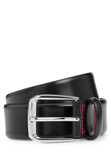 Pojasevi BOSS Italian-leather belt with branded buckle Crna | 50522498