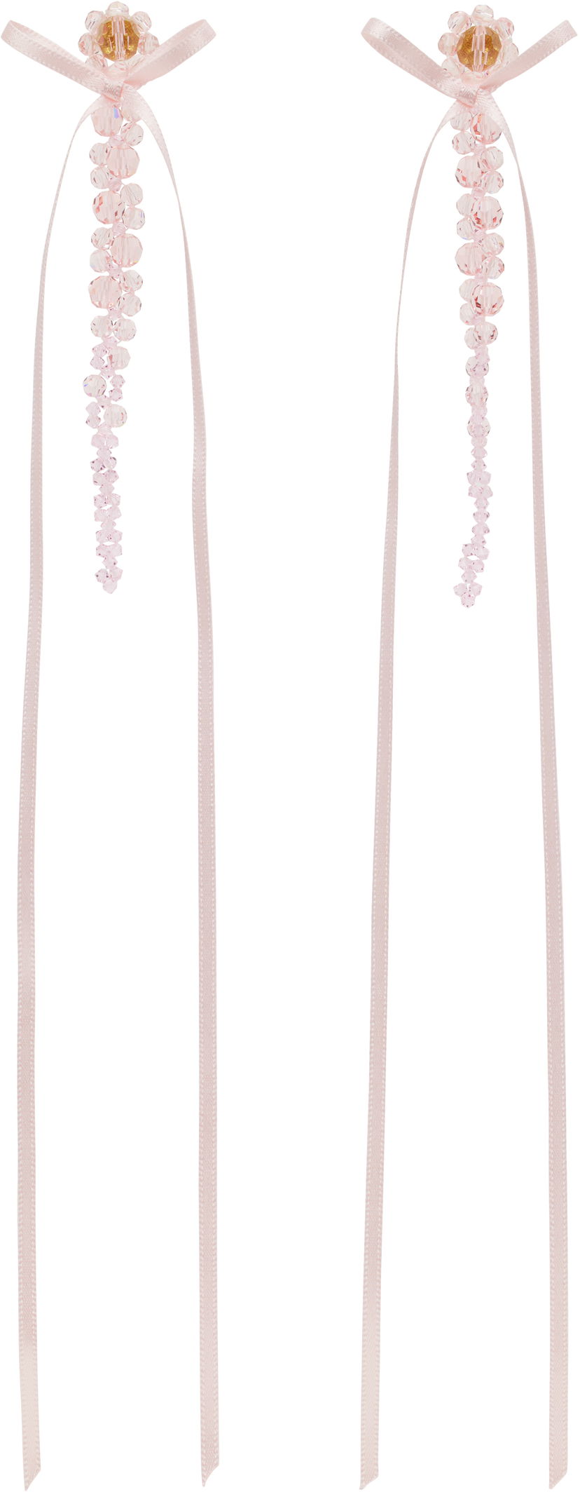 Naušnice Simone Rocha Simone Rocha Bow Ribbon Drip Earrings Ružičasta | ERG410S 0903