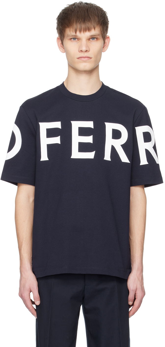 Majica kratkih rukava FERRAGAMO Printed T-Shirt Tamnoplava | 771855
