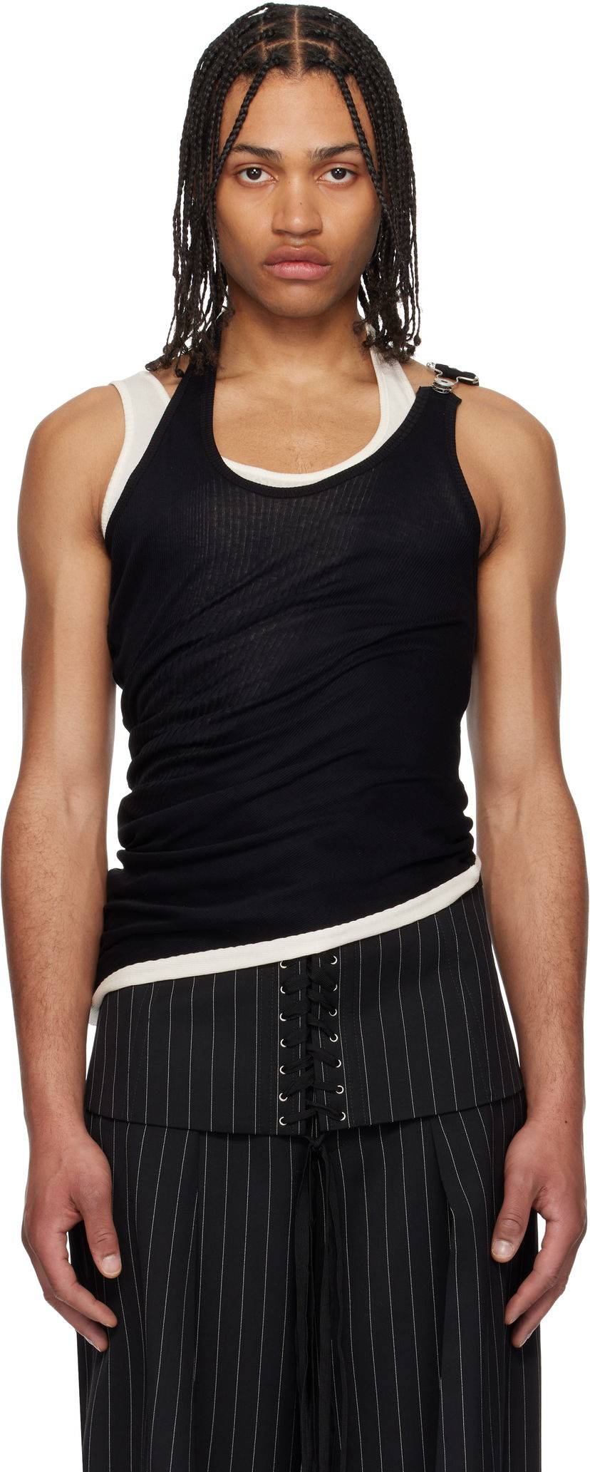 Majica bez rukava Jean Paul Gaultier Jean Paul Gaultier 'The Red Draped Double' Tank Top Crna | 25/34-F-DB053-J092-0003