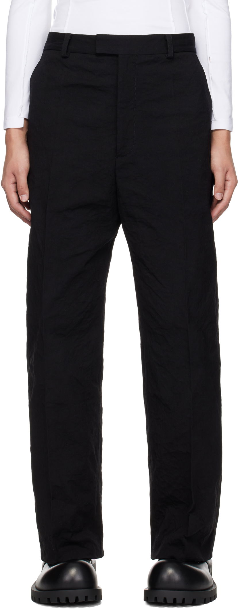 Hlače VETEMENTS Vetements Metalized Wrinkled Tailored Trousers Crna | UA66PA110B