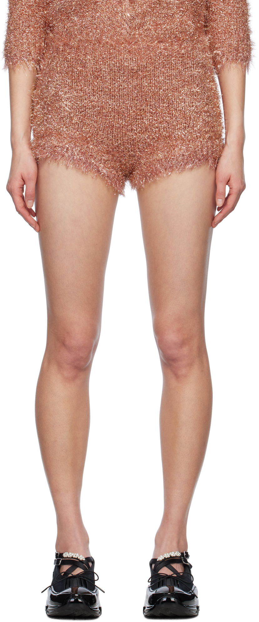 Kratke hlače Simone Rocha Simone Rocha Tinsel Knit Shorts Ružičasta | PRMK3 0664