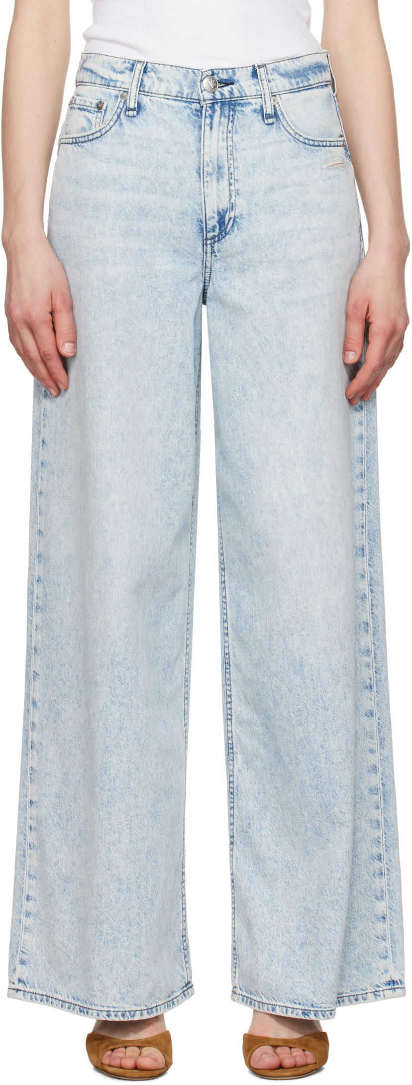 Jeans rag & bone Rag & Bone Featherweight Sofie Wide-Leg Jeans Plava | WDD25S2952FWBE