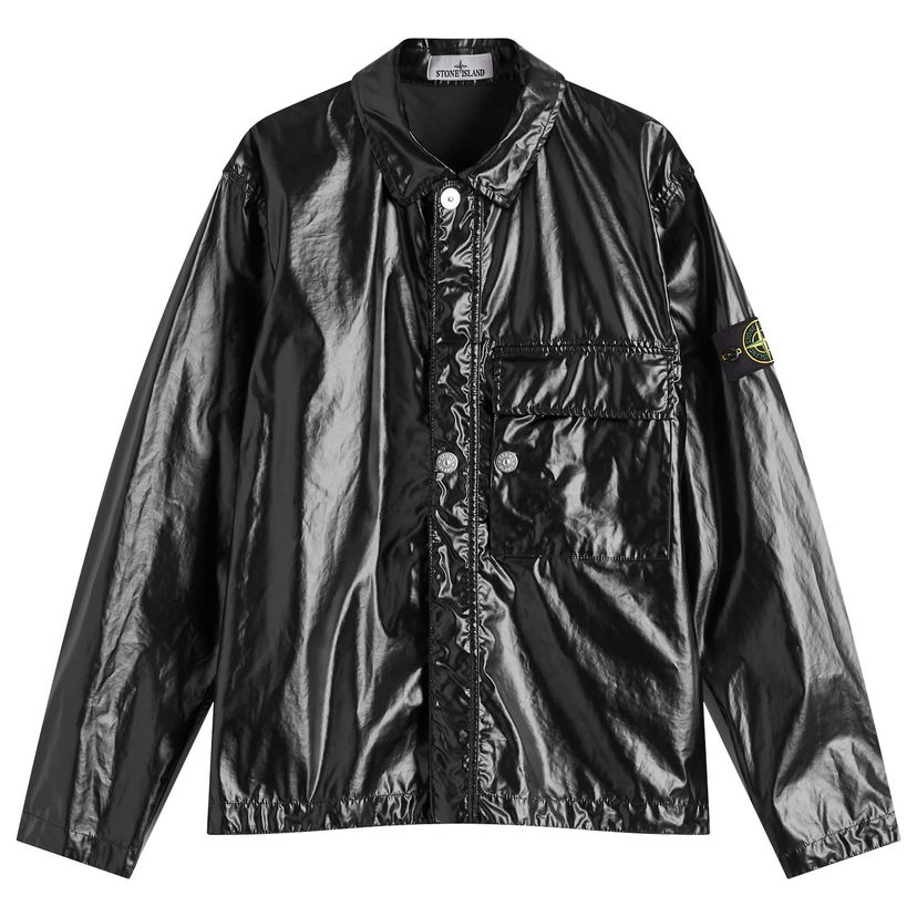Vjetrovka Stone Island Mussola Gommata-TC Shirt Jacket, Size Large Crna | K1S151200001-V0029