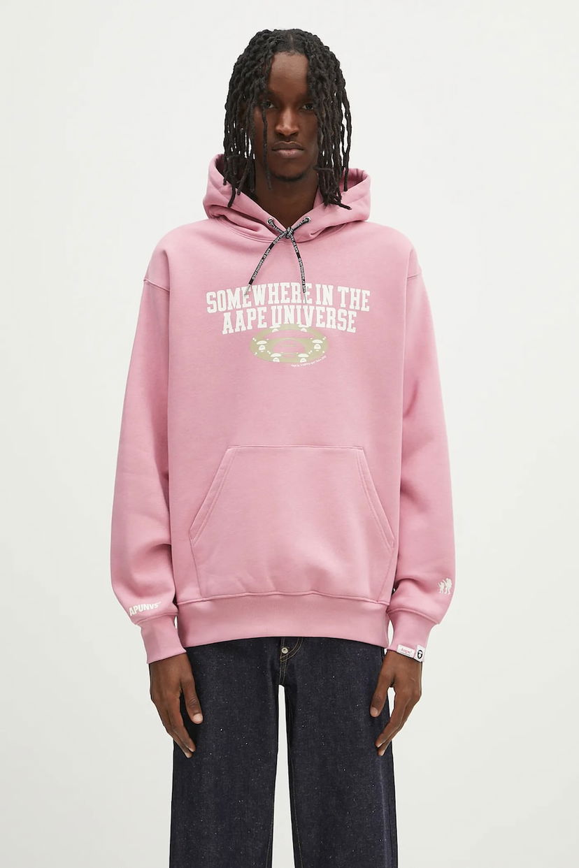 Dukserice AAPE by A Bathing Ape AAPE Basic Logo Print Hoodie Ružičasta | AAPSWMB342XXN