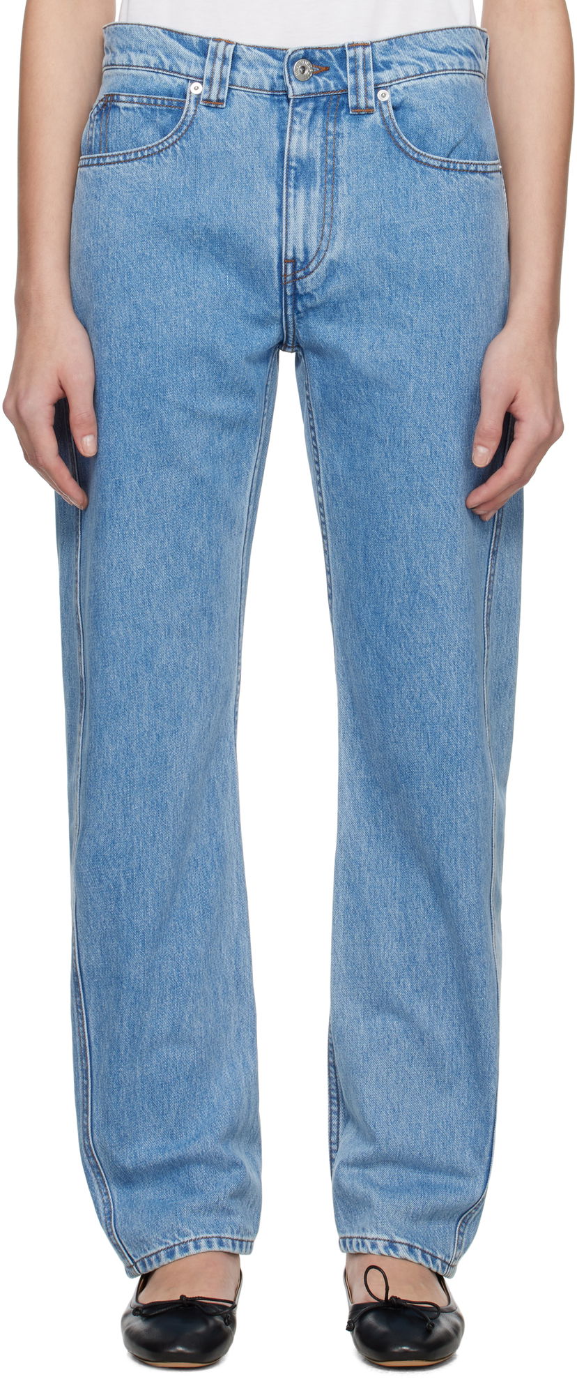 Jeans JW Anderson JW Anderson Twisted Slim Leg Jeans Plava | DT0111-PG1774