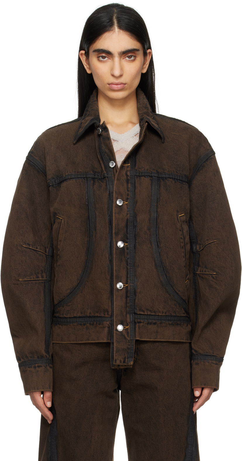 Jakna Eckhaus Latta Eckhaus Latta EL Redux Denim Jacket Smeđa | 1224-EL-PS25-O -