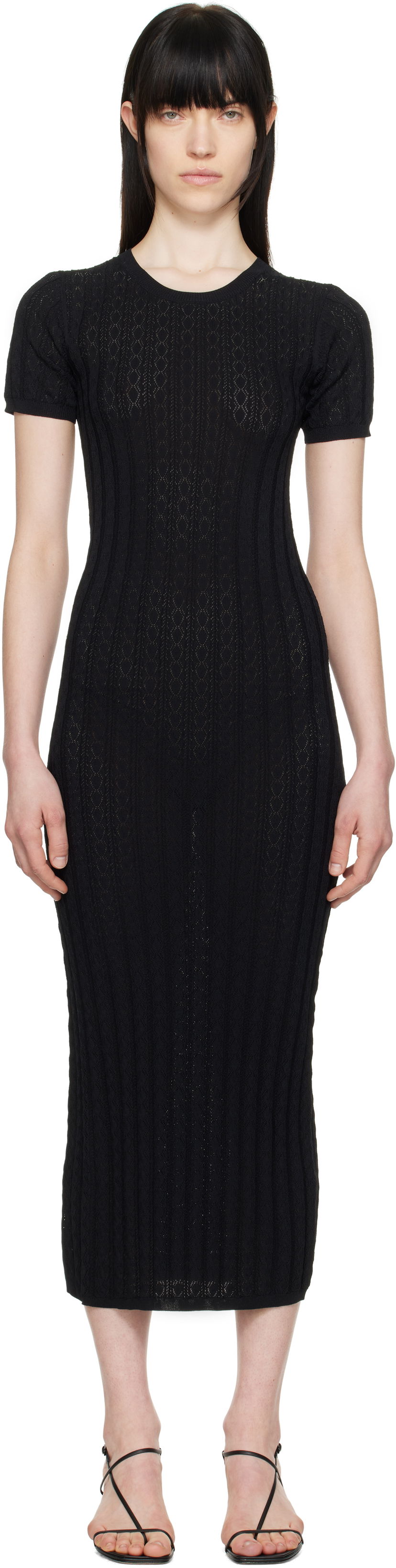 Haljina Loulou de Saison Loulou de Saison Aruba Midi Dress Crna | ARUBA