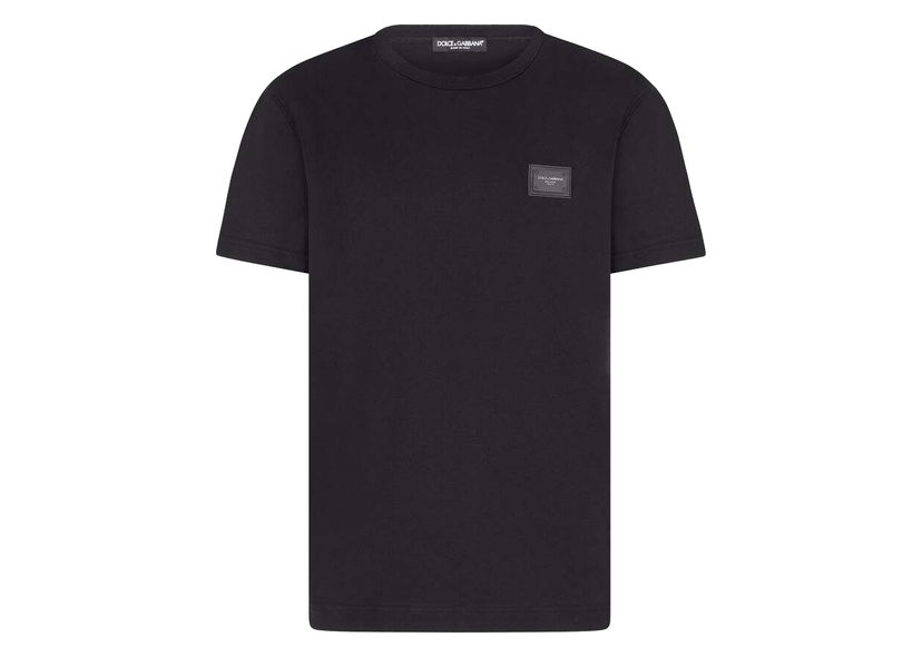 Majica kratkih rukava Dolce & Gabbana Cotton Branded Plate T-shirt Blue Crna | G8KJ9TFU7EQB0665