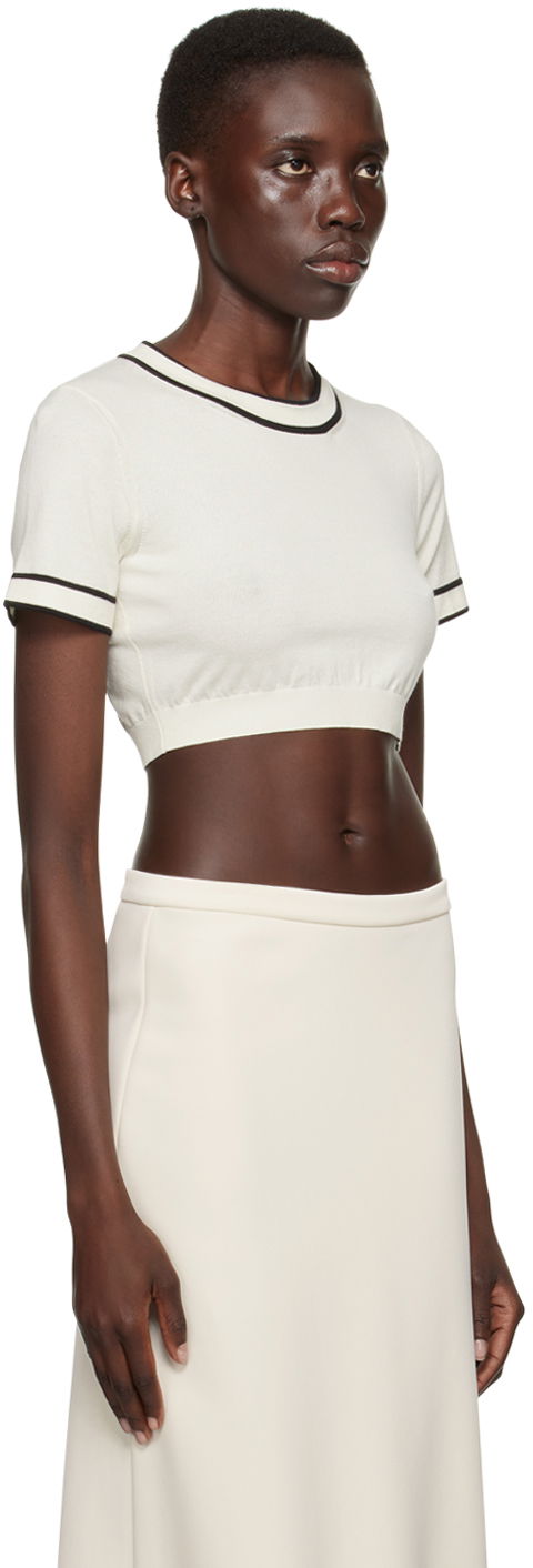 Crop top Max Mara Max Mara Uscio Cropped T-Shirt Bijela | 2411361042600, 1