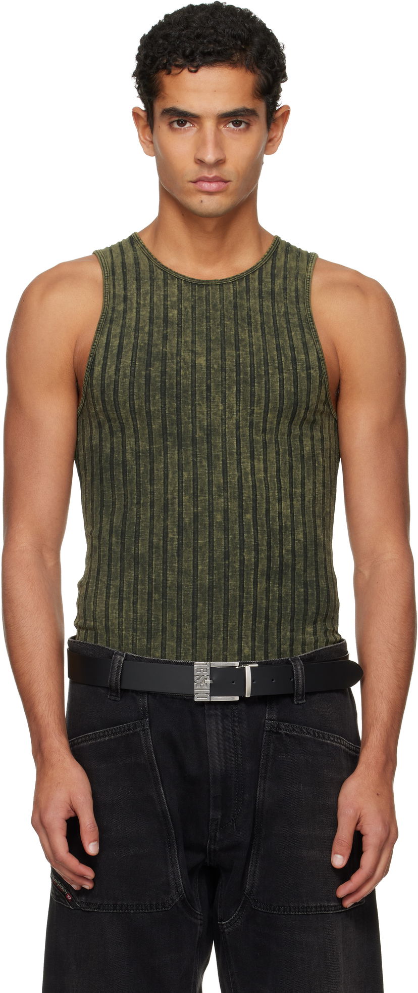 Majica bez rukava Diesel Ribbed Distressed Tank Top Zelena | A21574-0DCCB-5EU