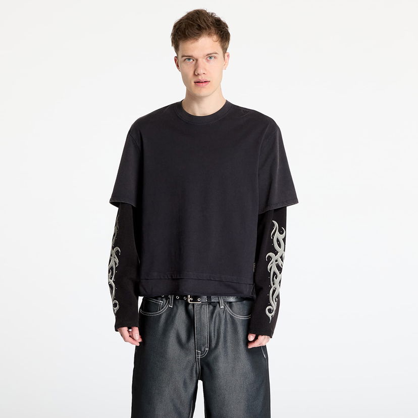 Majica kratkih rukava GUESS Guess Originals Double Layered Long Sleeve T-Shirt Crna | M5RP32KCCM1-FB6N