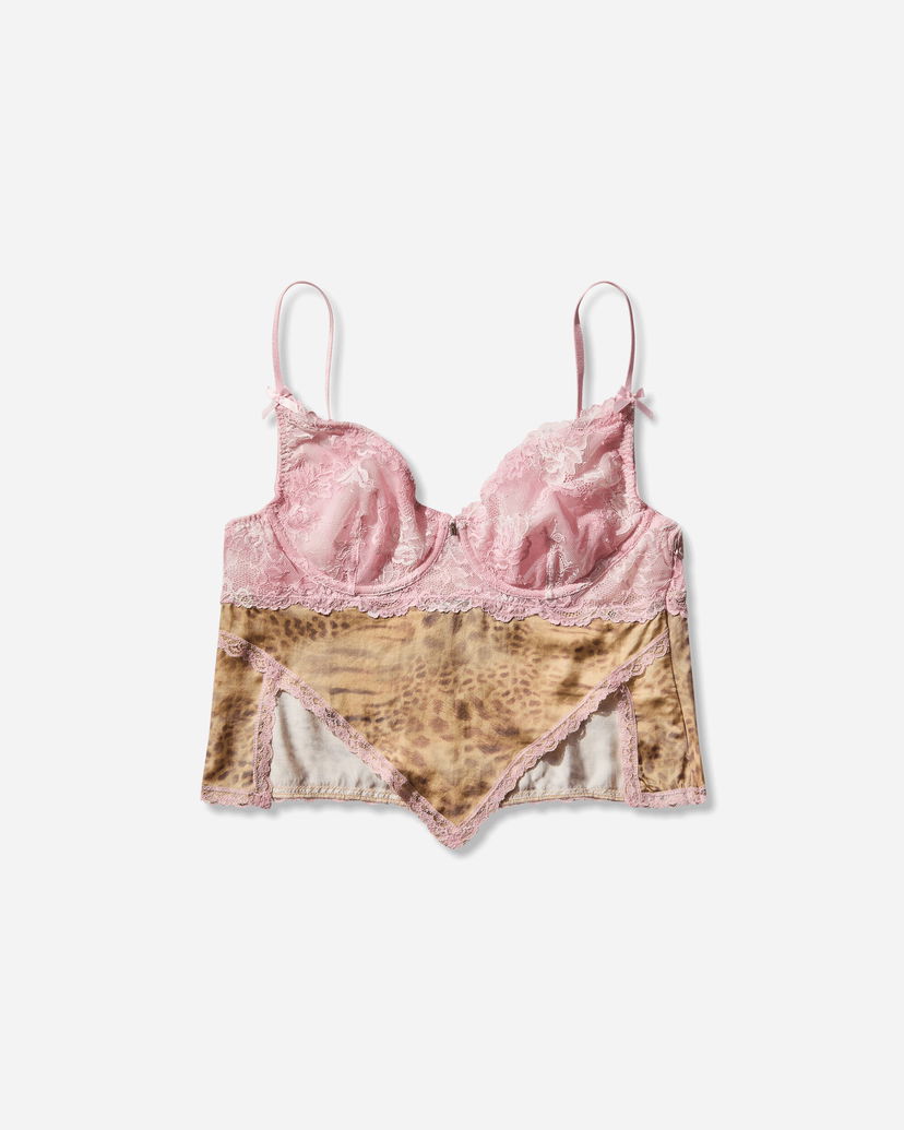 Grudnjak GUESS Lace Leopard Print Bra Top Višebojno | W5BP16KCZQ0 G6H2