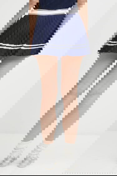 Suknja Sporty & Rich Italic Logo Pleated Mini Skirt Tamnoplava | SK005621313BL107, 2