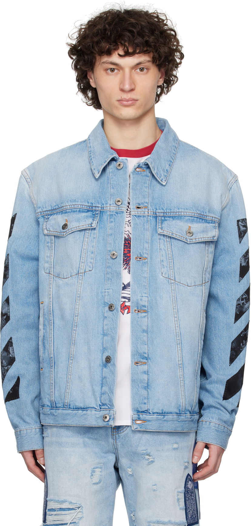 Jakna Off-White Off-White Diag Arrow Skate Denim Jacket Plava | OMYE09BS25DEN0024600