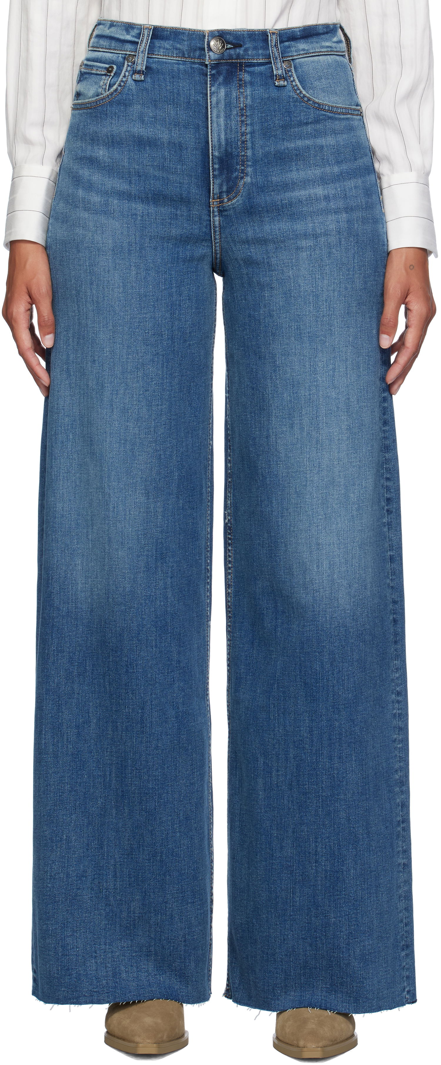 Jeans rag & bone Rag & Bone Flexi Sofie Wide-Leg Jeans Plava | WDD24F2952FUWI, 0