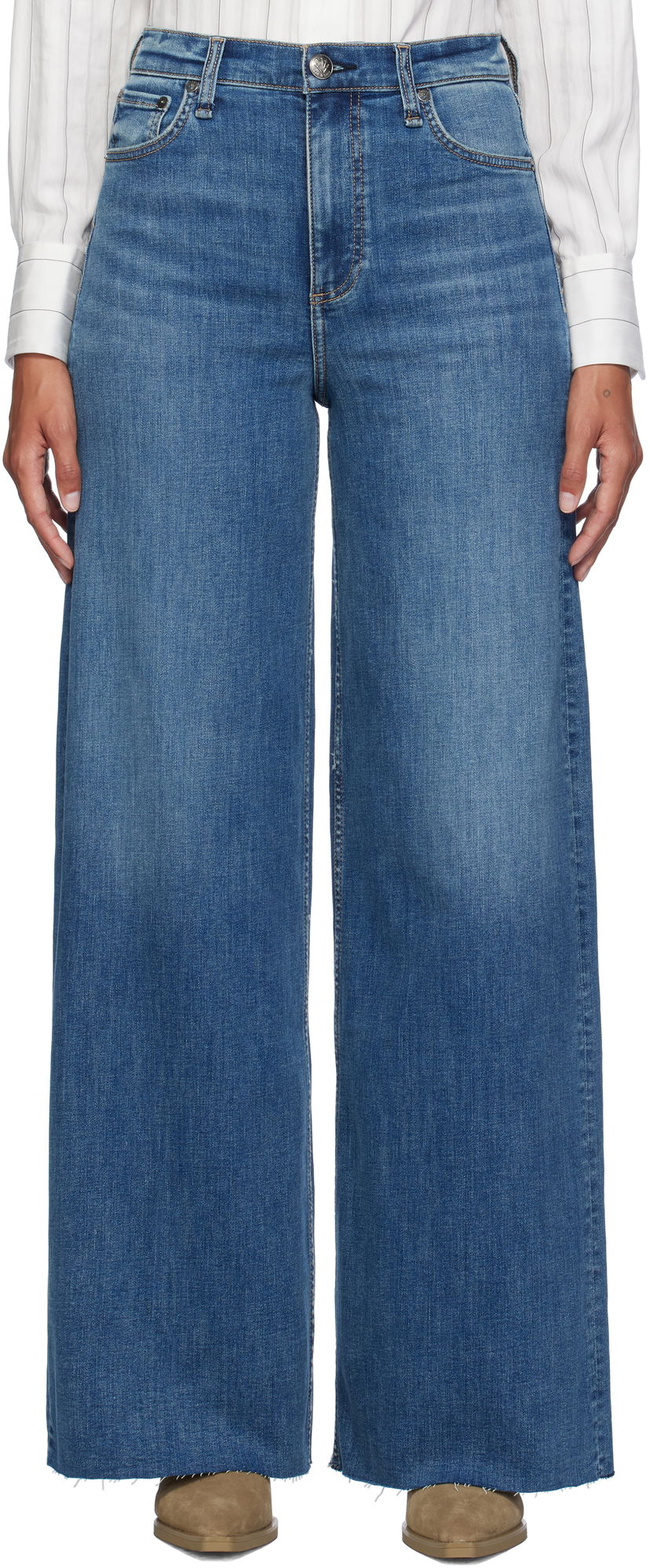 Jeans rag & bone Rag & Bone Flexi Sofie Wide-Leg Jeans Plava | WDD24F2952FUWI