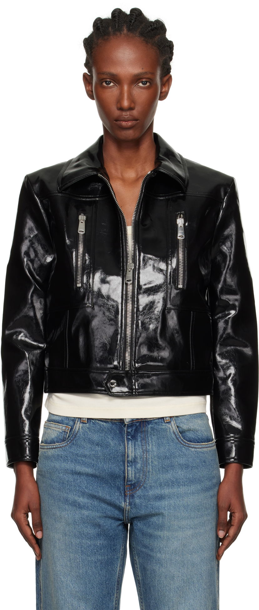 Jakna Coperni Coperni Cactus Faux-Leather Jacket Crna | COPBL34F6054