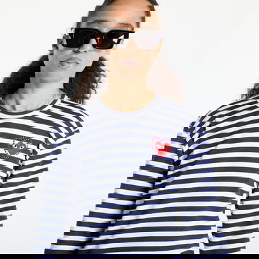 Majica kratkih rukava Comme des Garçons Comme des Garçons PLAY Stripe Emblem Long Sleeve Tee Tamnoplava | AX-T806 NAVYxWHITE, 3