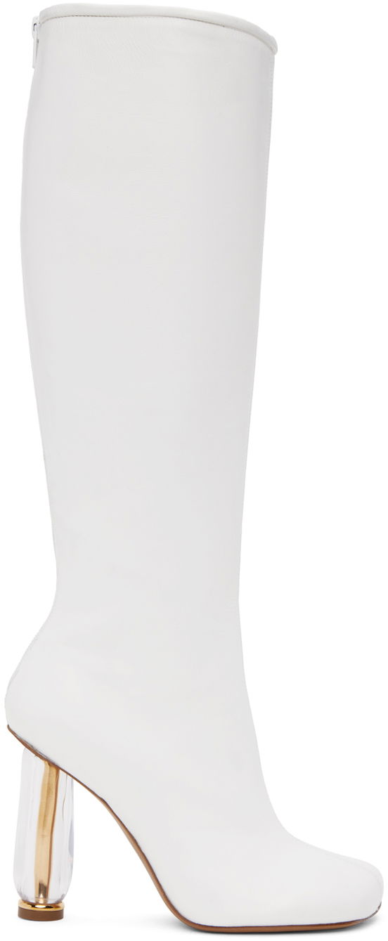 Tenisice i cipele Dries Van Noten Dries Van Noten Cylindrical Heel Knee-High Boots Bijela | WS231-682-112