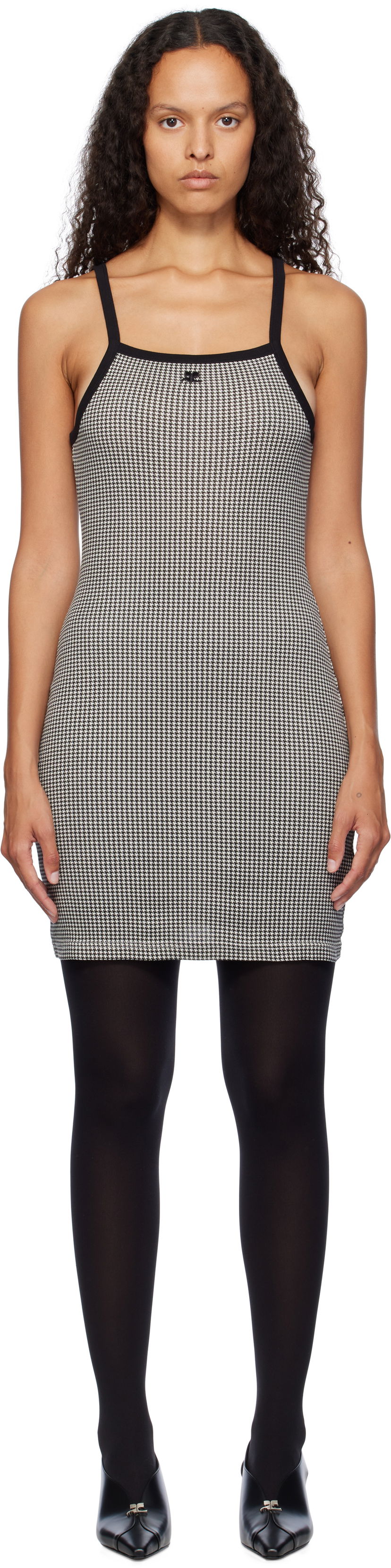 Haljina Courrèges Courrèges Houndstooth Mini Dress Crna | 324JRO458JS0167