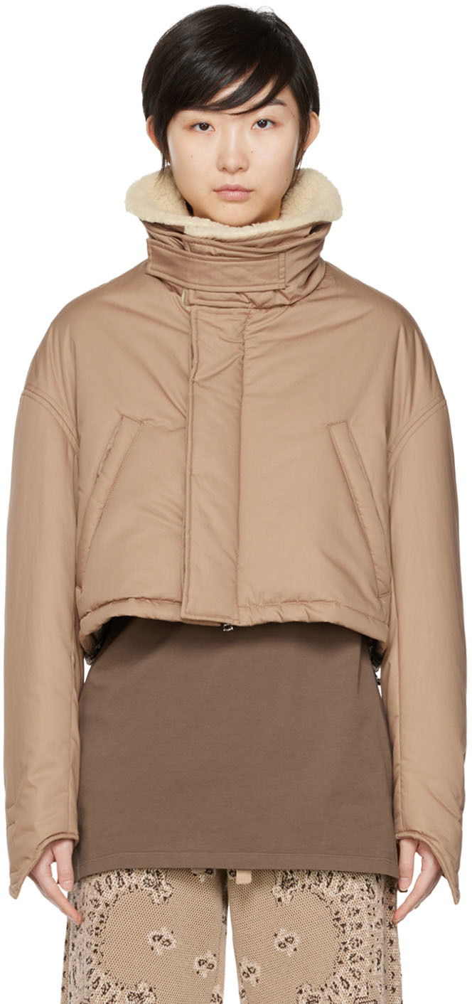 Pernata jakna AMIRI Cotton Cropped Puffer Jacket Smeđa | PF22WOS002-817