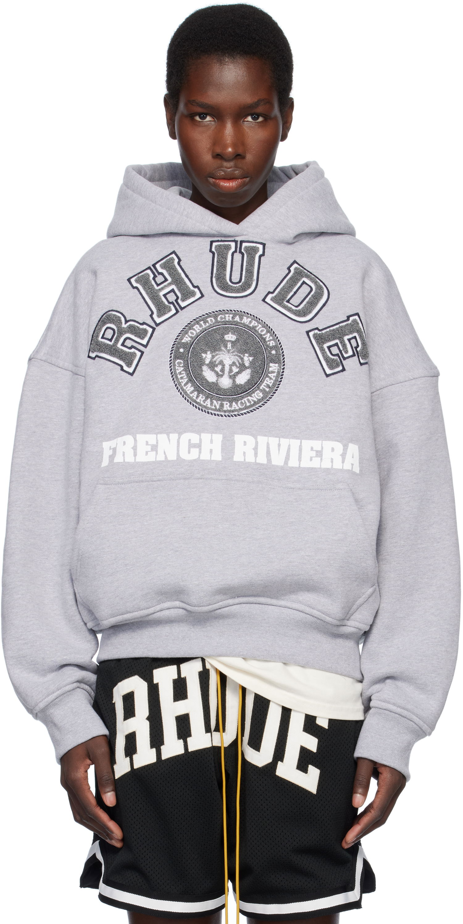 Dukserice Rhude Rhude French Riviera Patch Hoodie Siva | RHSS25HO06012, 0