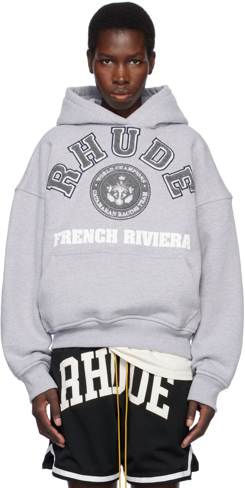 Dukserice Rhude Rhude French Riviera Patch Hoodie Siva | RHSS25HO06012