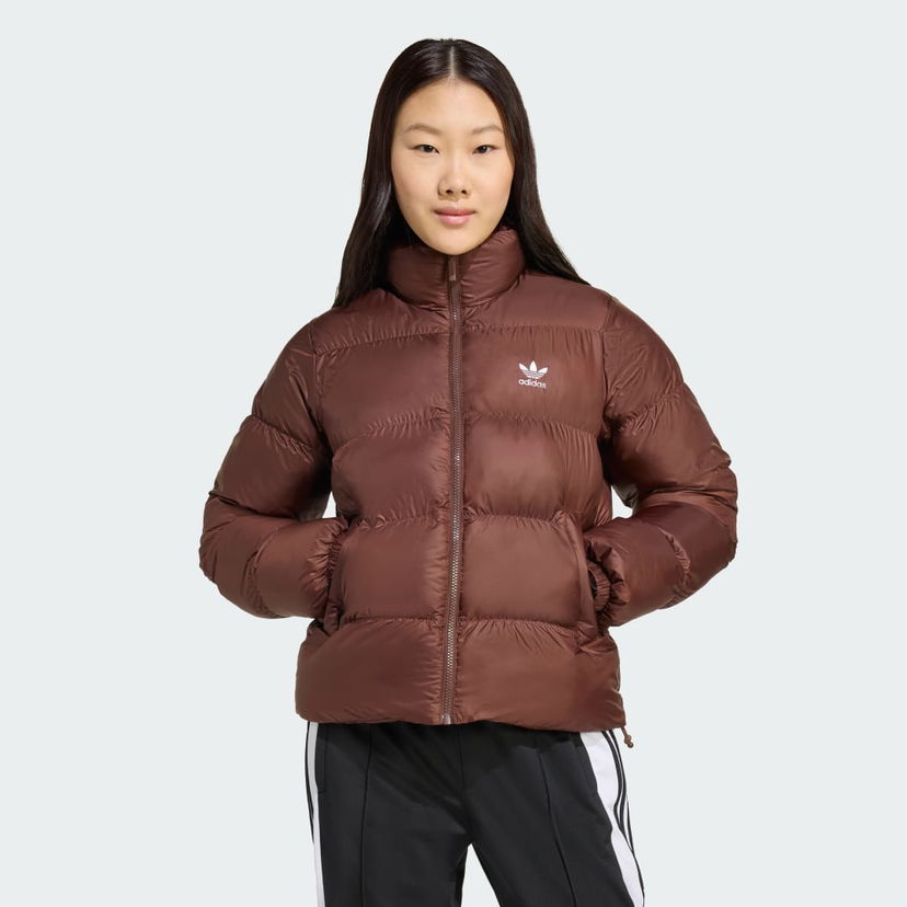 Pernata jakna adidas Performance Adicolor Short Puffer Jacket Smeđa | JX2948